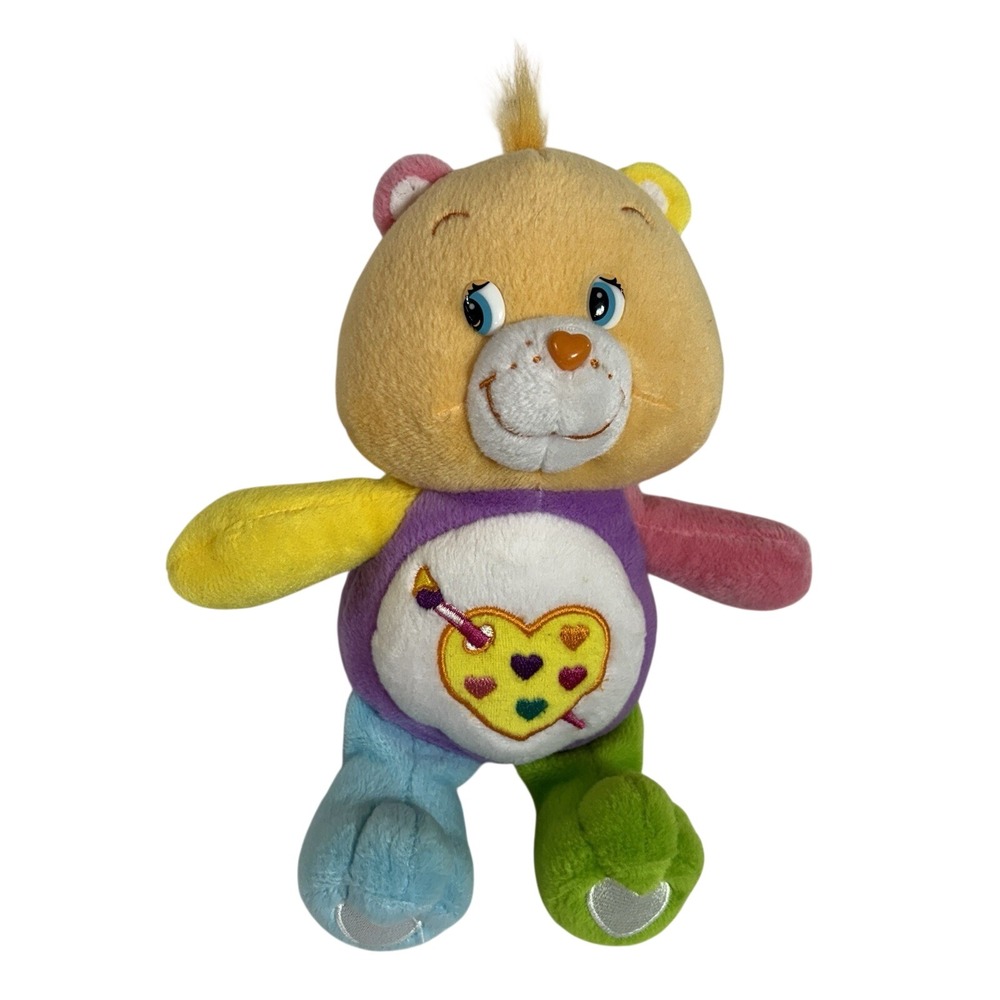 VTG Care Bears Work of Heart Bear 10"‎ Plush Paintbrush Heart 2005 Multicolor